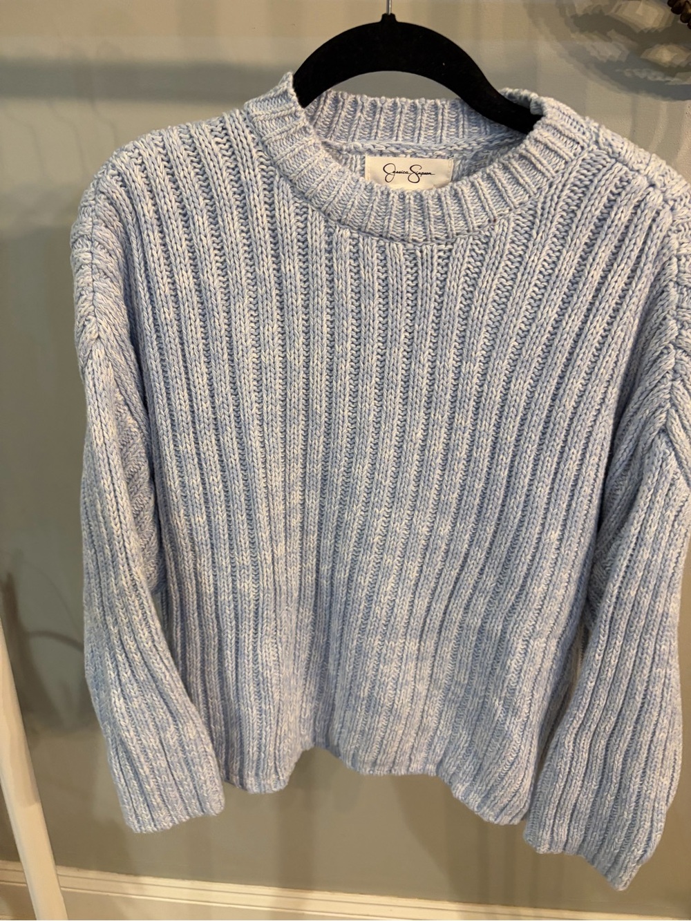 NWT ✨ Jessica Simpson Light Blue Ribbed Crewneck Sweater size XS